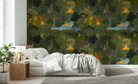 Forest Wallpaper featuring hand-drawn foliage and Indian heritage artwork