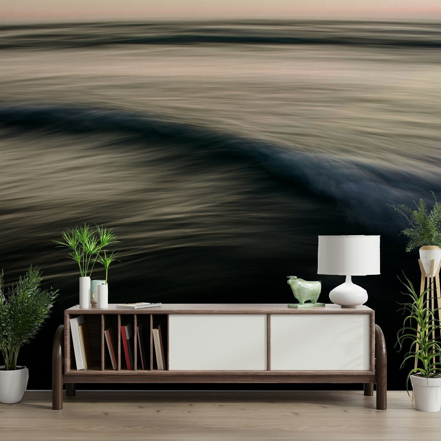 An artistic nature seascape mural for home decor.

