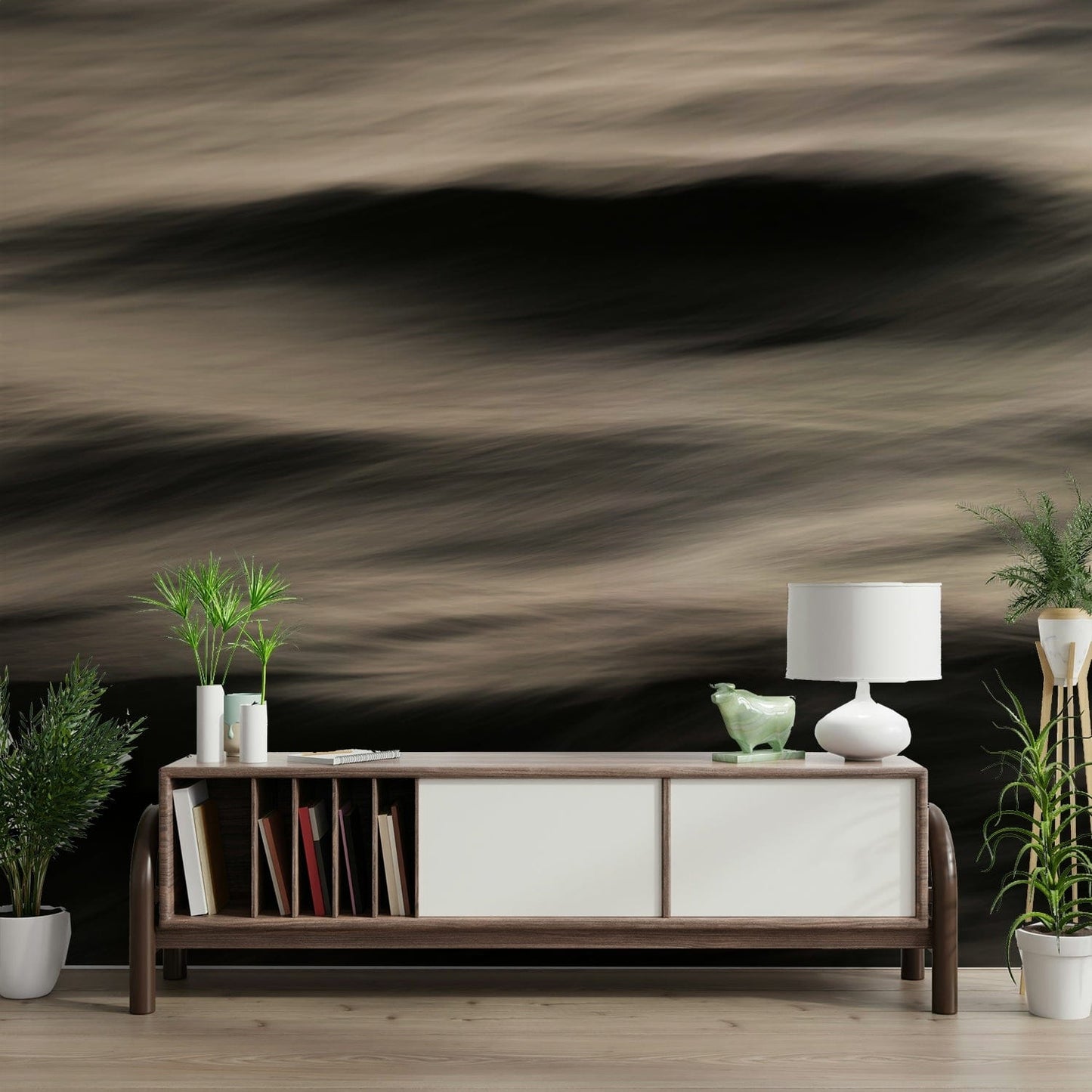 A beautiful abstract wave wallpaper mural for a modern home.

