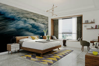 A calming water movement wallpaper mural that defines a space.

