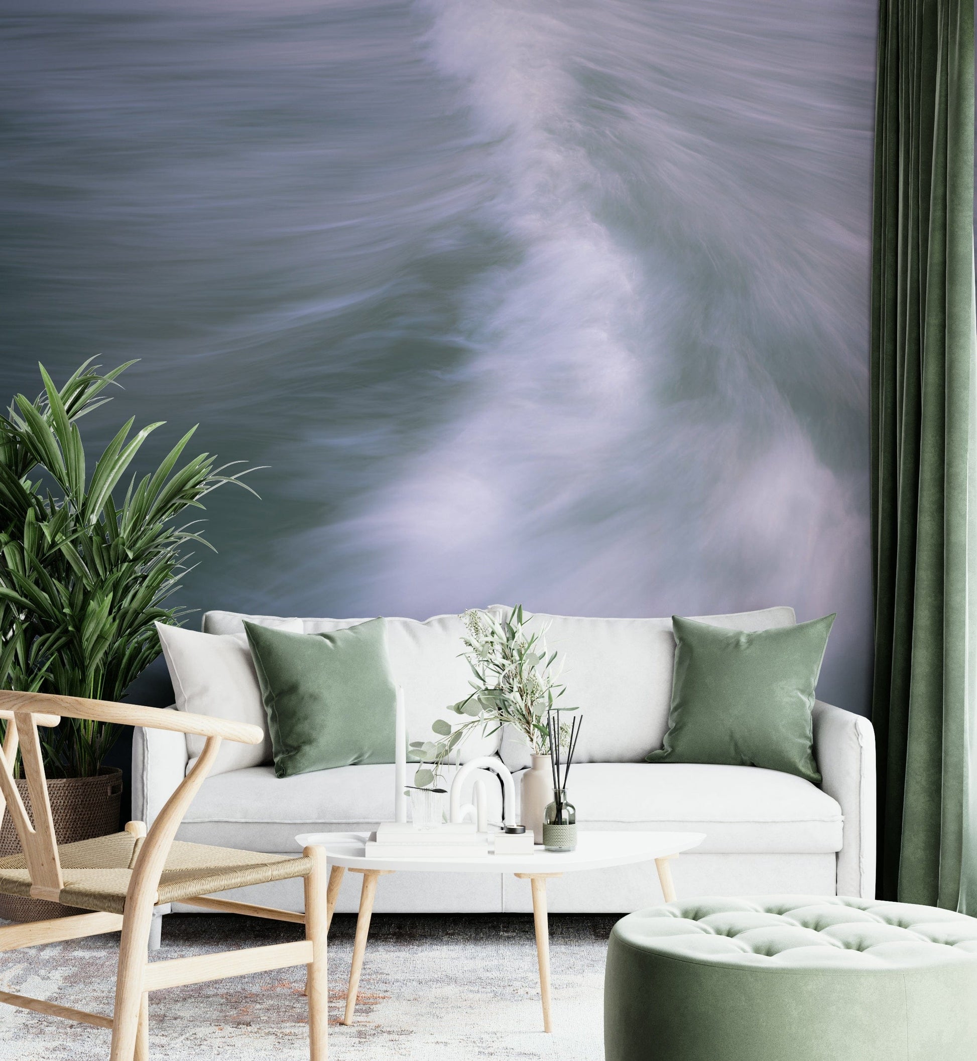 The wallpaper for walls being installed.

