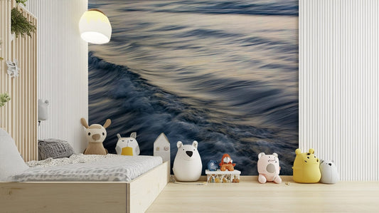 A beautiful abstract wave wallpaper mural for a modern home.

