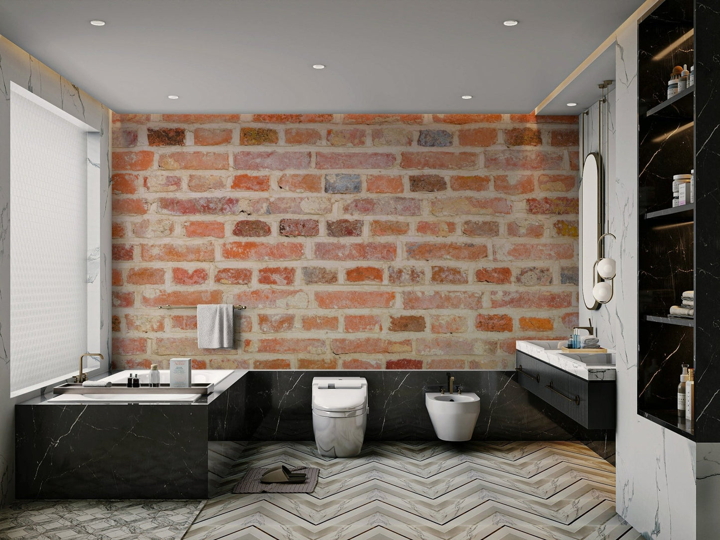 Urban elegance with timeless brick wall mural art

