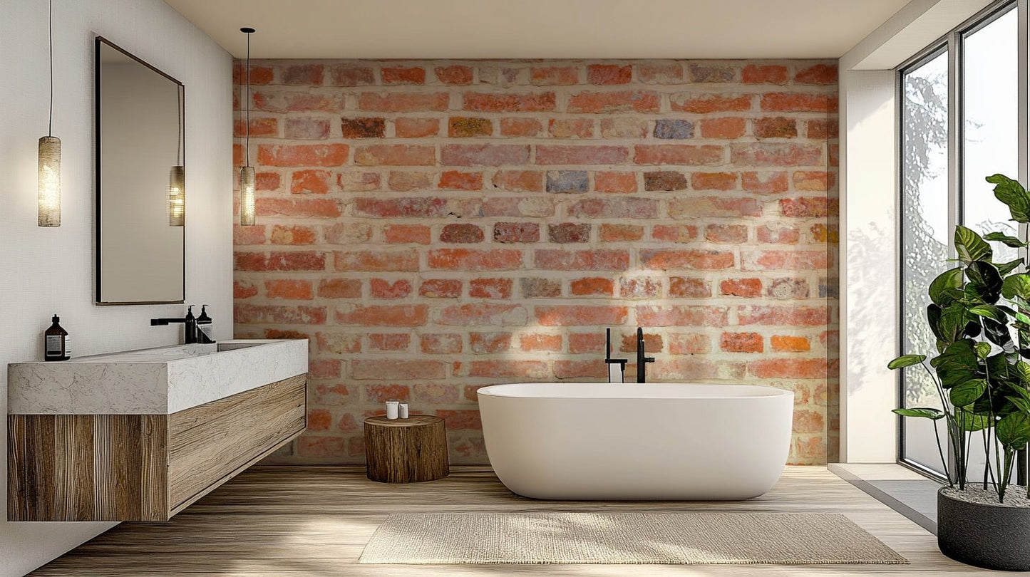 Rustic charm with timeless brick wall mural design

