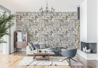 Timeless Flora Tile wallpaper with botanical grid design