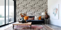 Botanical grid wallpaper with structured floral layout