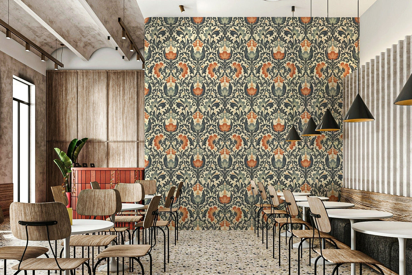 Luxurious decorative wall covering, Timeless Floral Opulence, elegant home decor.