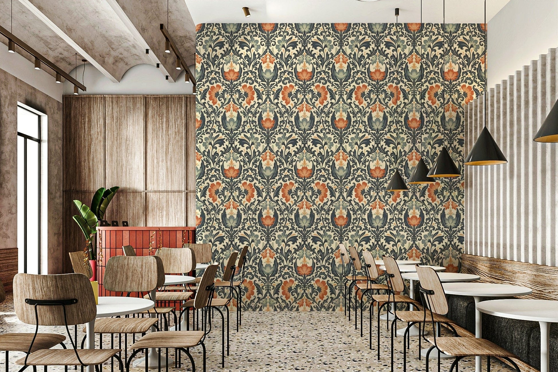 Luxurious decorative wall covering, Timeless Floral Opulence, elegant home decor.