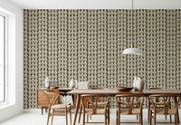 Allover cream blossom wallpaper on rich olive ground
