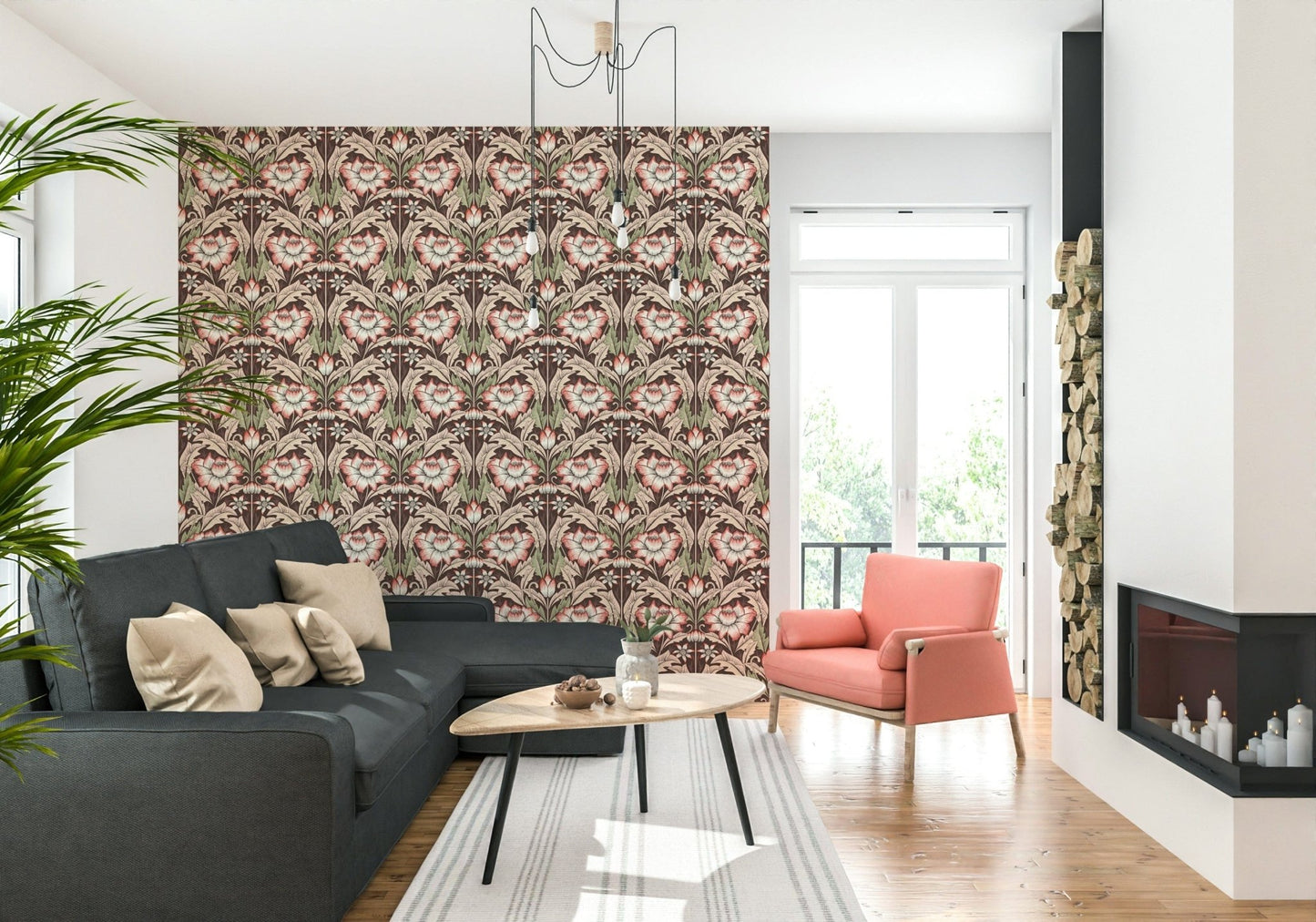 Timeless Garden – Rustic Red Wallpaper⁠