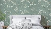 Timeless Ginkgo Garden Pearl and Blue Wallpaper.

