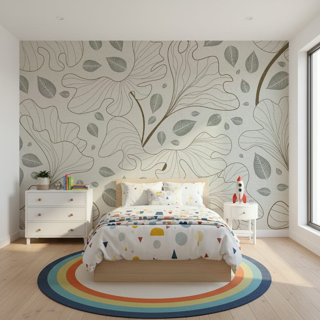Earthy neutral Timeless Ginkgo Garden print, soothing aesthetic.