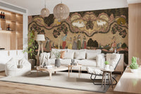 Hand-painted style Timeless Indian Serenade Wall Mural with lotus pond details