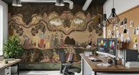 Classic Timeless Indian Serenade Wall Mural highlights serene nature motifs