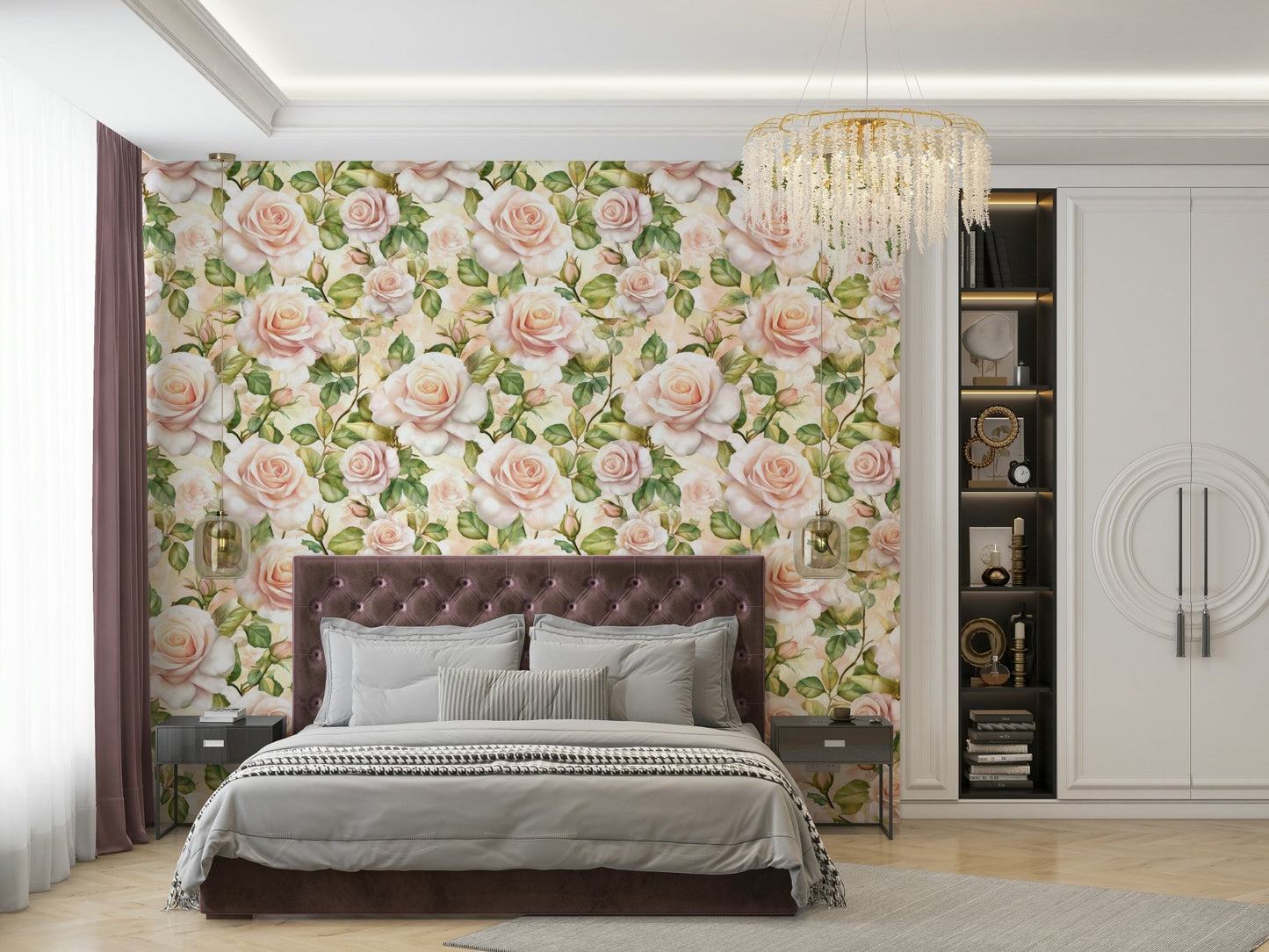 Timeless rose design wallpaper for a touch of elegance.


