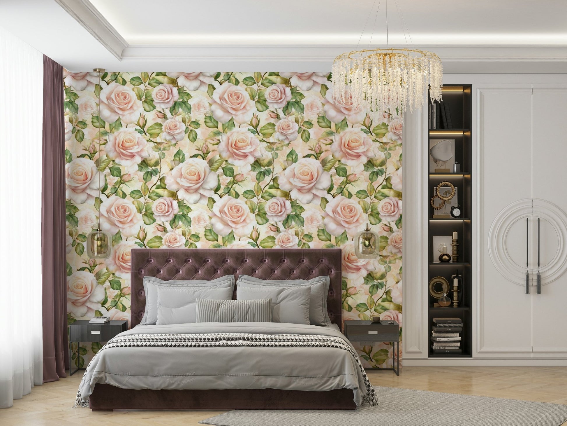 Timeless rose design wallpaper for a touch of elegance.

