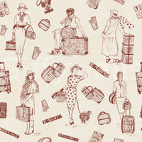 Whimsical wallpaper mural featuring illustrated tale-inspired motifs and classic patterns.