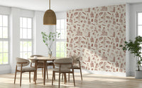 Whimsical wallpaper mural inspired by old-world tales and hand-drawn narrative elements.