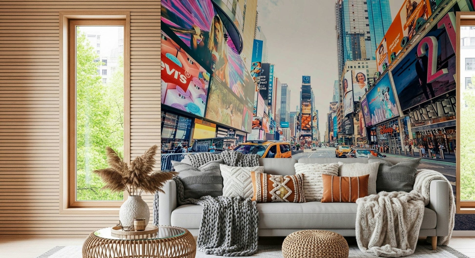 Cinematic city center Times Square Hustle wallpaper for walls.