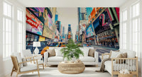 Modern metropolitan vibes within Times Square Hustle wall murals.
