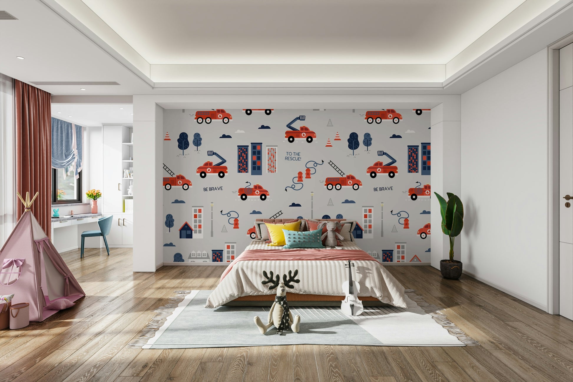 Fire truck wallpaper for kids