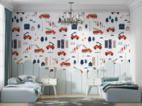 Rescue-themed wallpaper for kids' spaces






