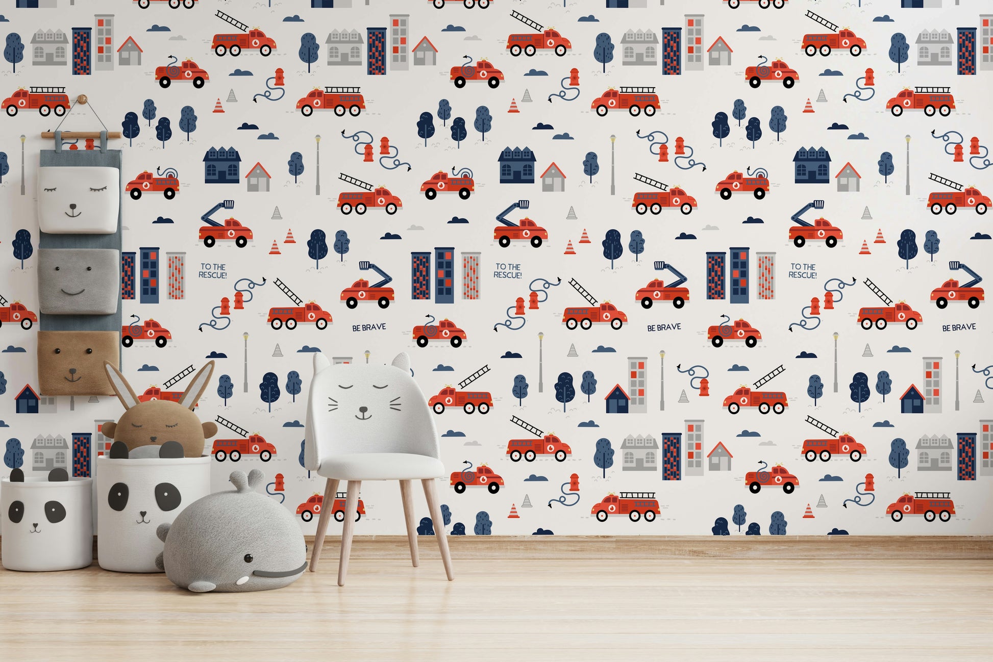 Firefighter theme wall design for children

