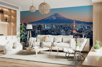 Tokyo Twilight Wall Mural on feature wall in minimalist lounge