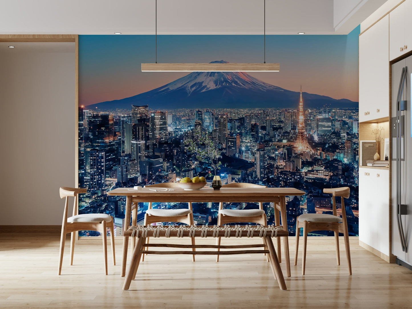 Tokyo city at dusk wallpaper for hallway feature wall, sleek look