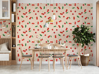 Vibrant toss design featuring painterly cherries

