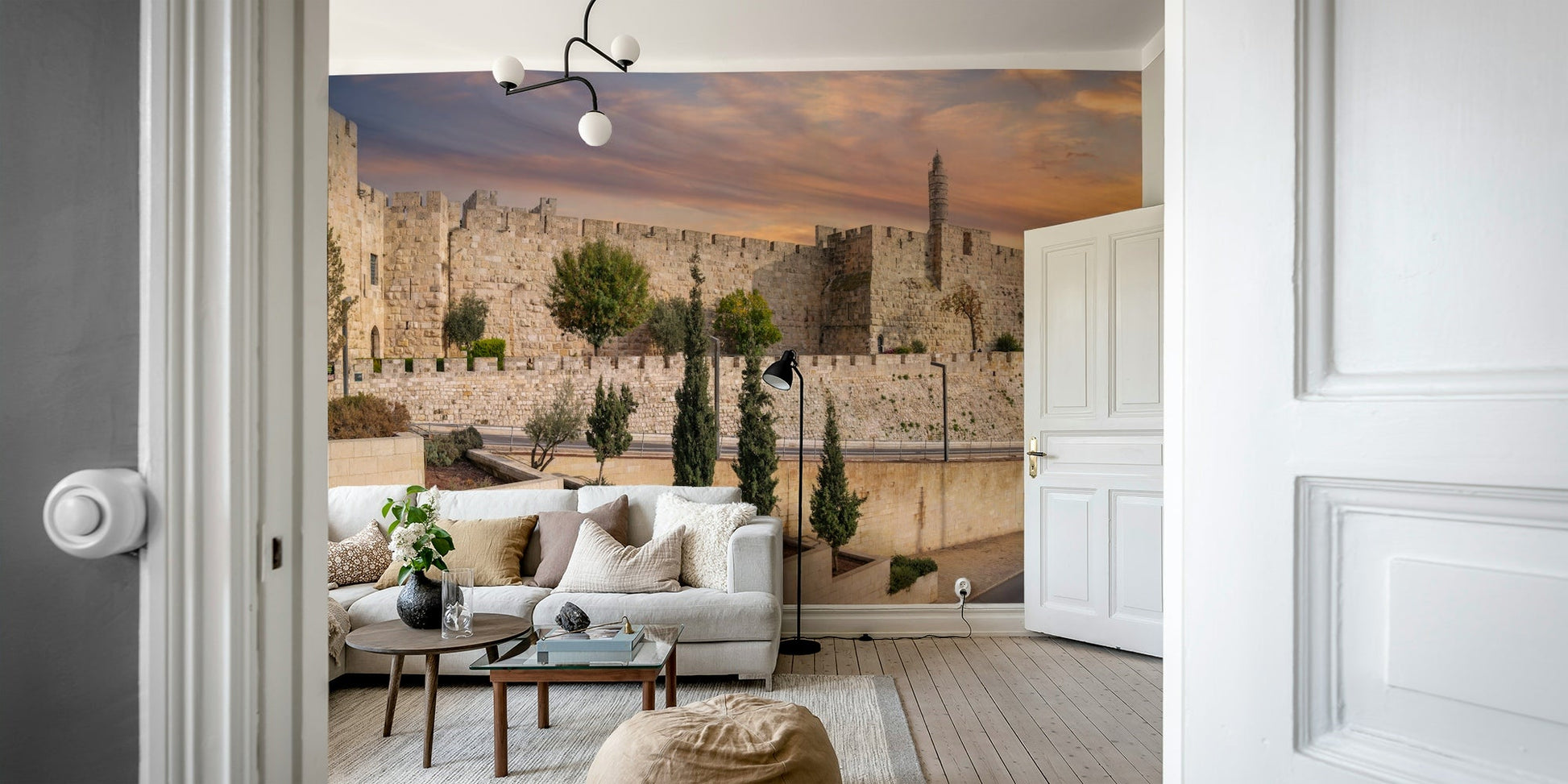 The walls are made of large, stacked stones.

