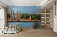 A contemplative castle view wallpaper mural for a feature wall.

