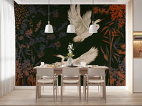 Tranquil Aviary Herons Asian Art Wall Mural