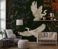 Tranquil Aviary Herons Asian Art Wall Mural