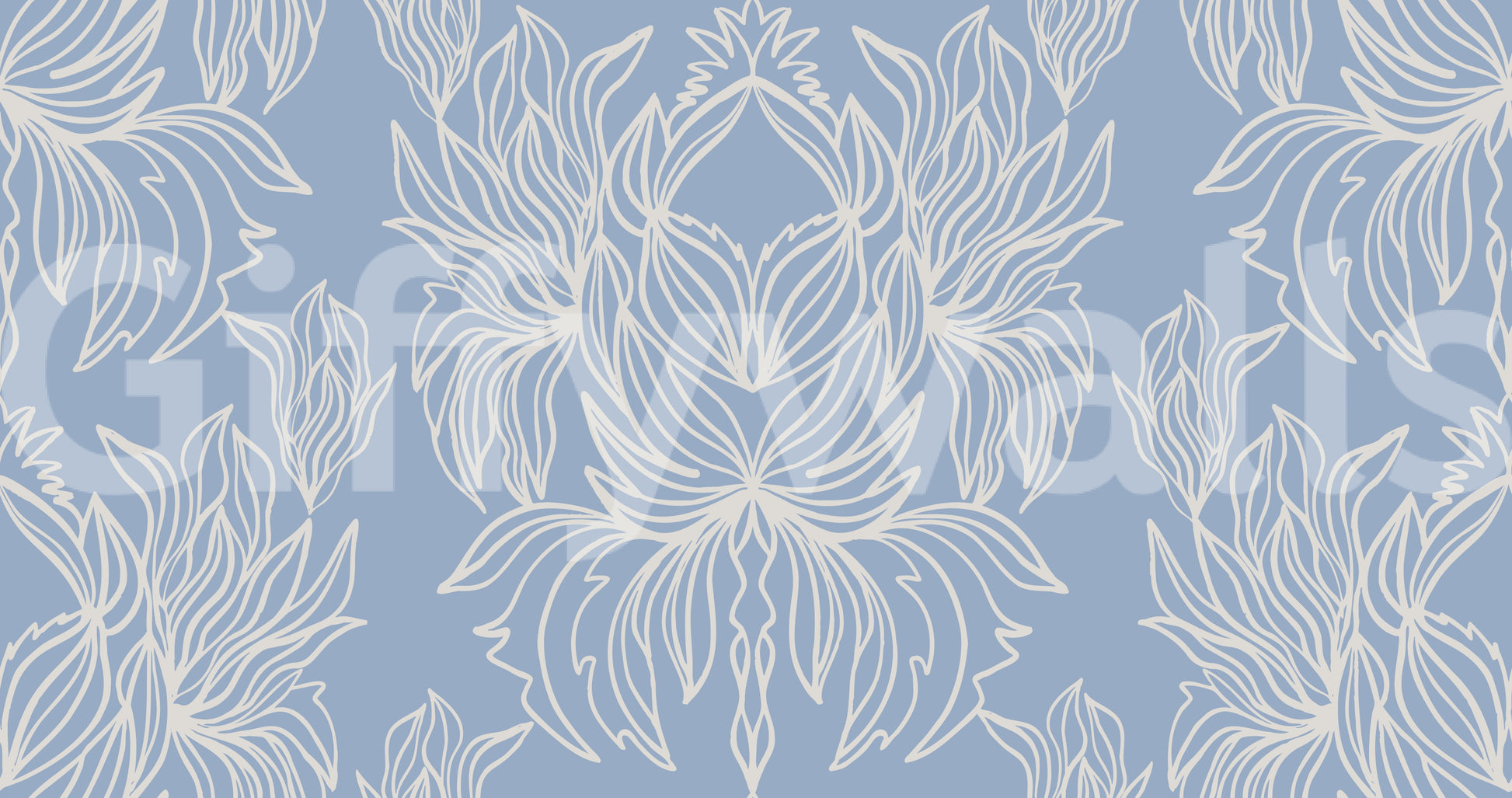 Petal-filled wall mural in muted colors

