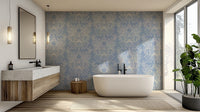 Tranquil Blooms wallpaper in cozy living room


