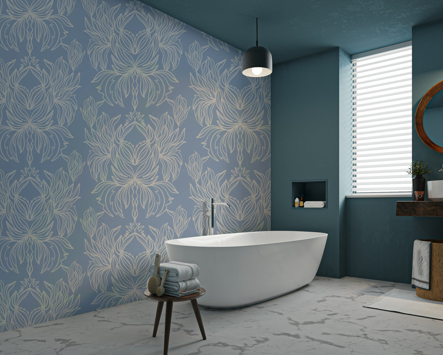 Light bloom mural wallpaper in soft setting


