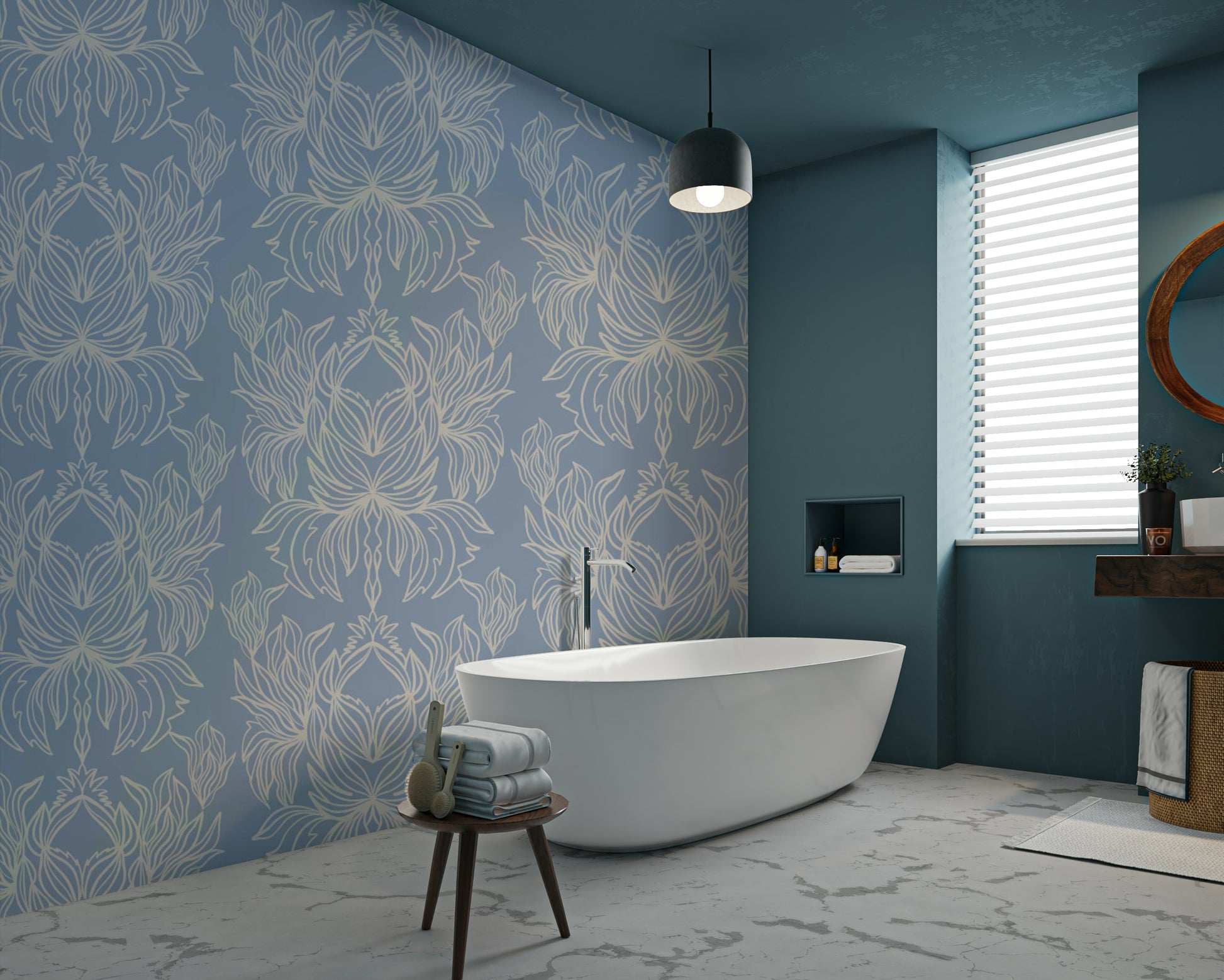 Light bloom mural wallpaper in soft setting

