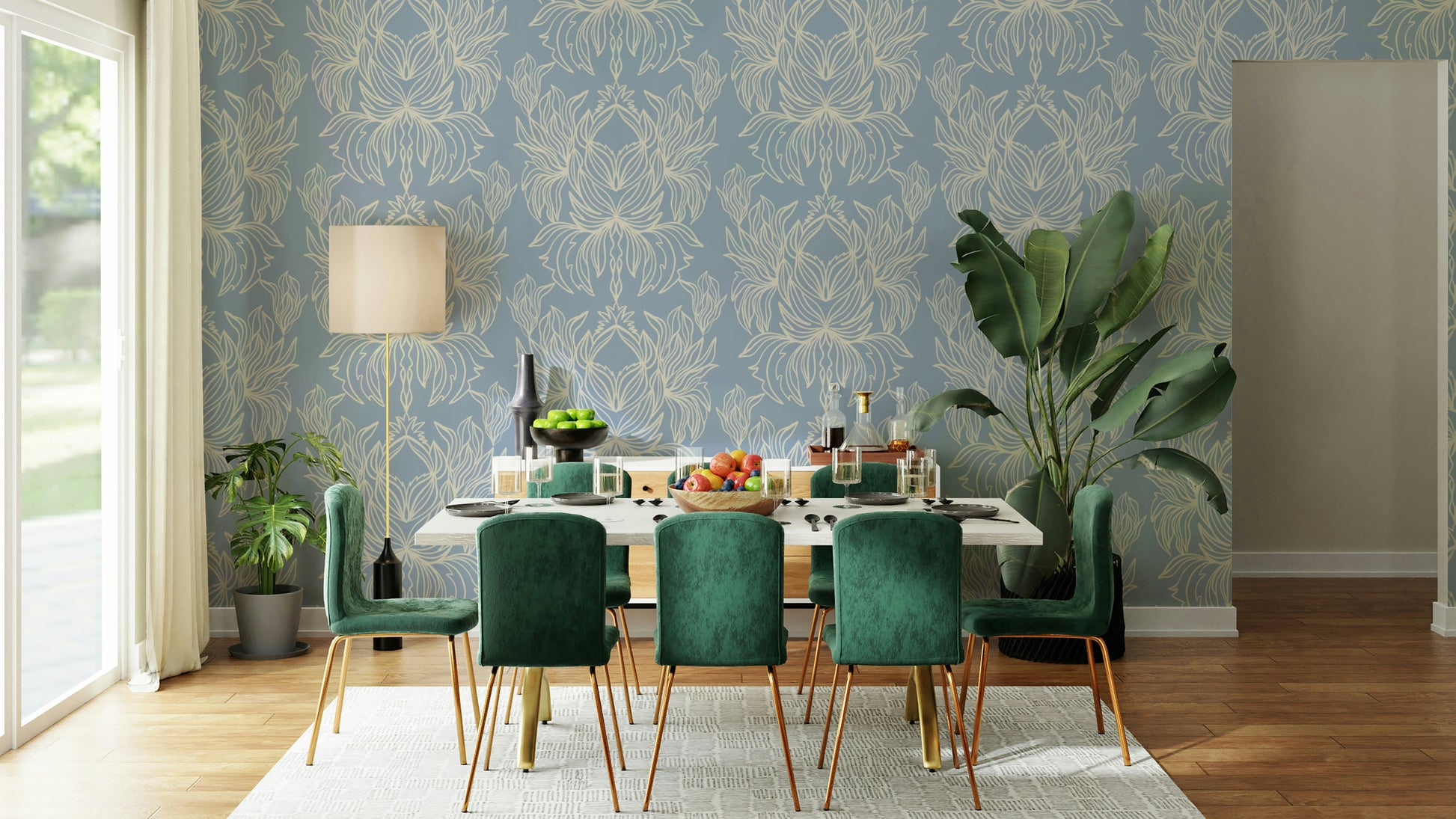 Tranquil Blooms mural wallpaper with soft flowers

