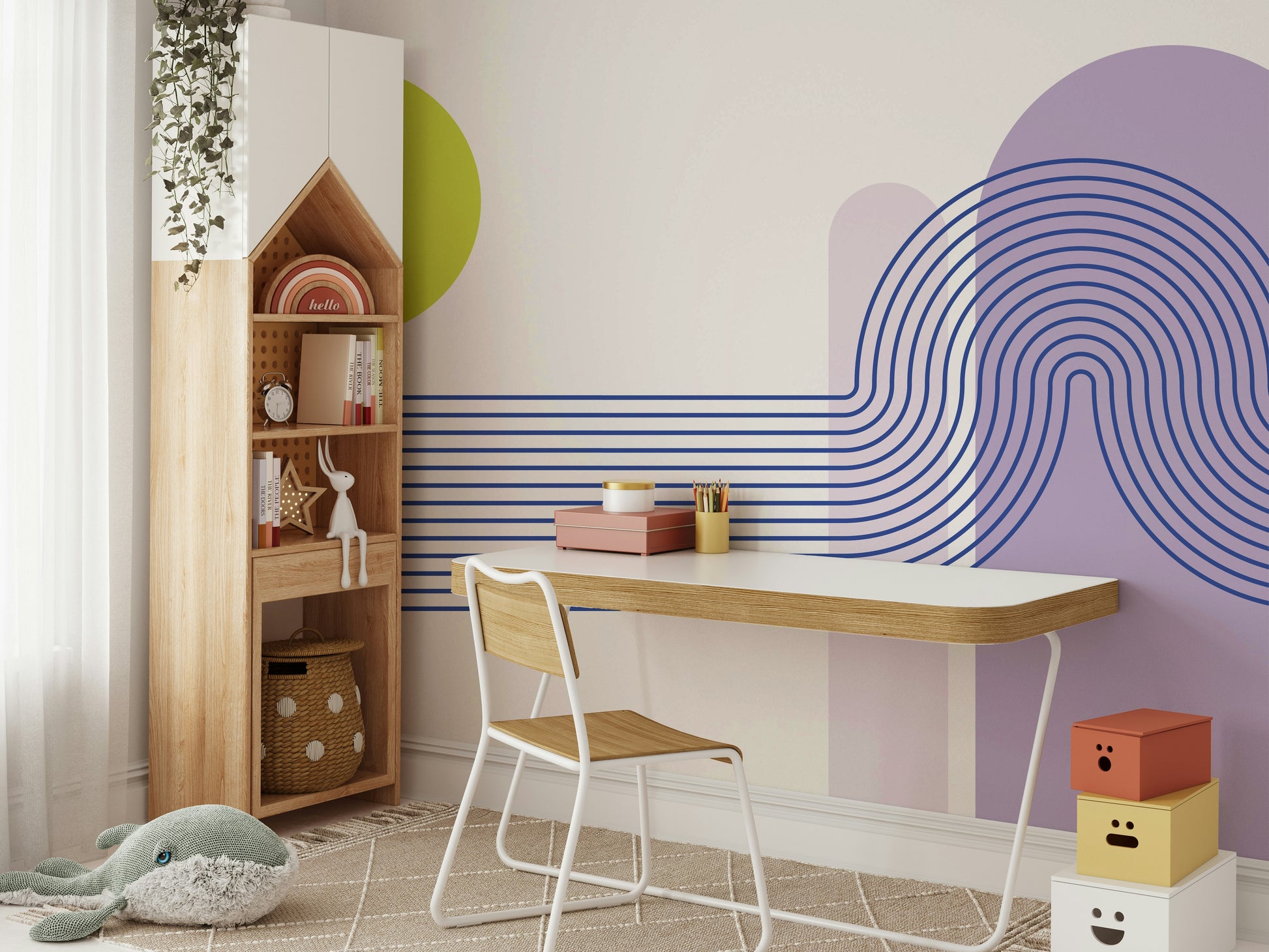 Curved Line Pattern Tranquil Wall Mural

