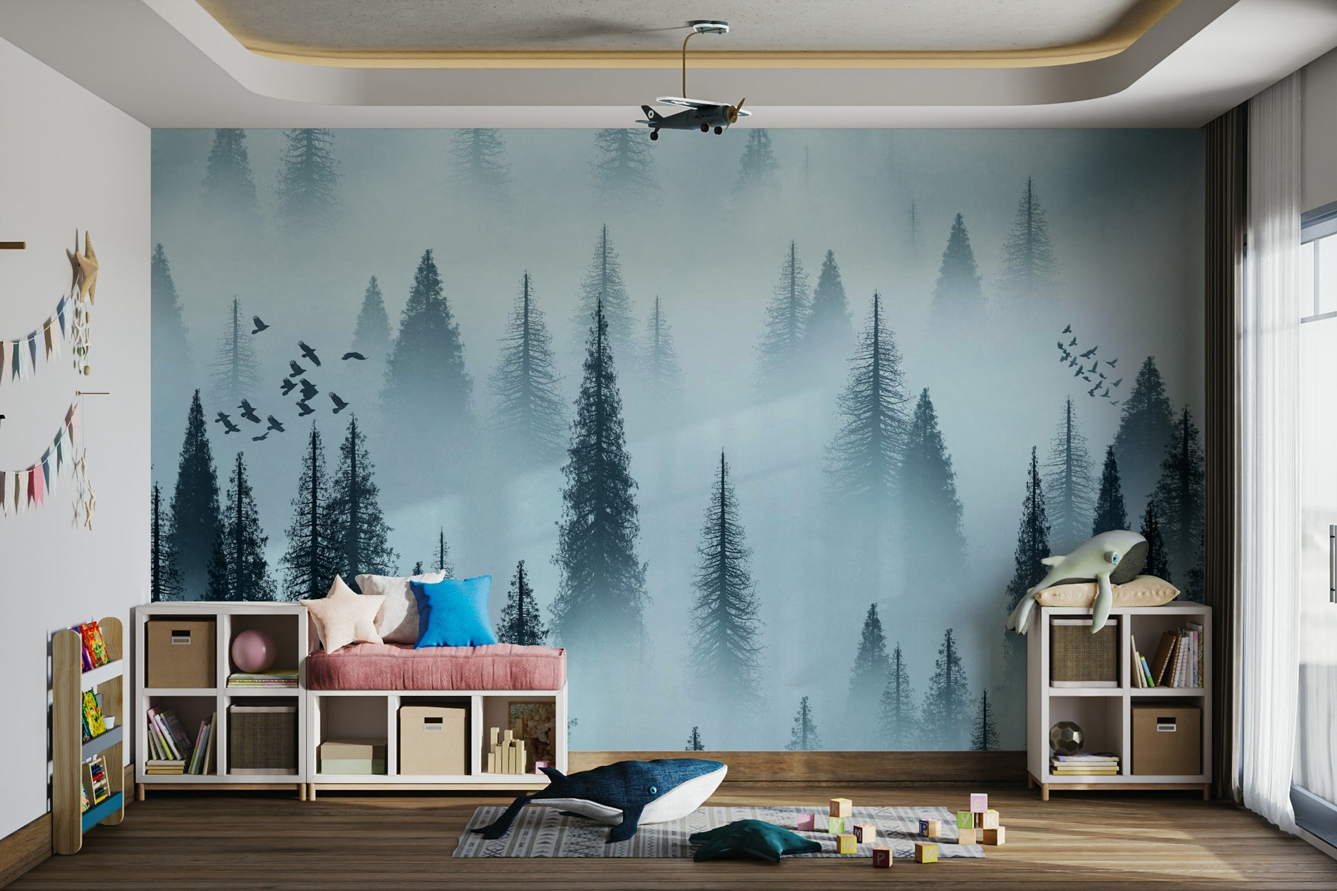 Tranquil Forest Dawn Wallpaper – Scenic Wall Art Mural