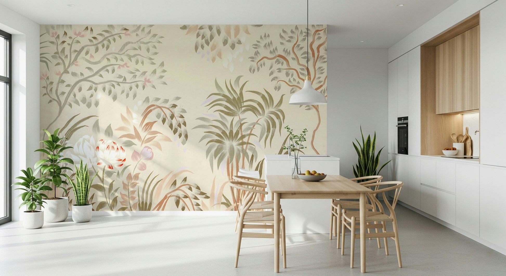 Charming tropical plants Garden Whispers print decorative subtle green leaves.