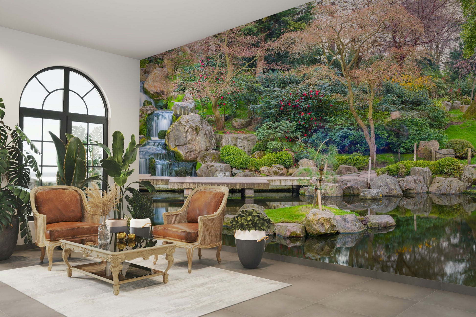 Wall mural of a serene Kyoto garden.

