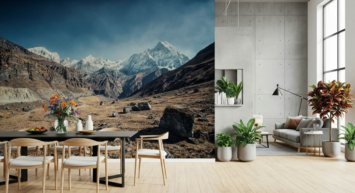 Dramatic Himalayan scene wall art print Peaks of Tranquility glacial