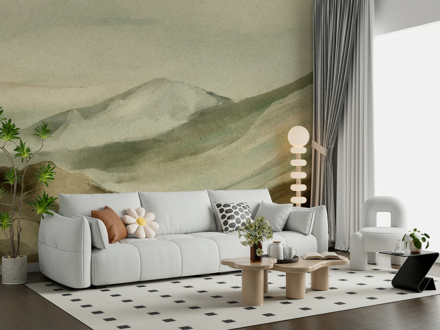 Watercolor Mountainscape Wall Mural -2874338