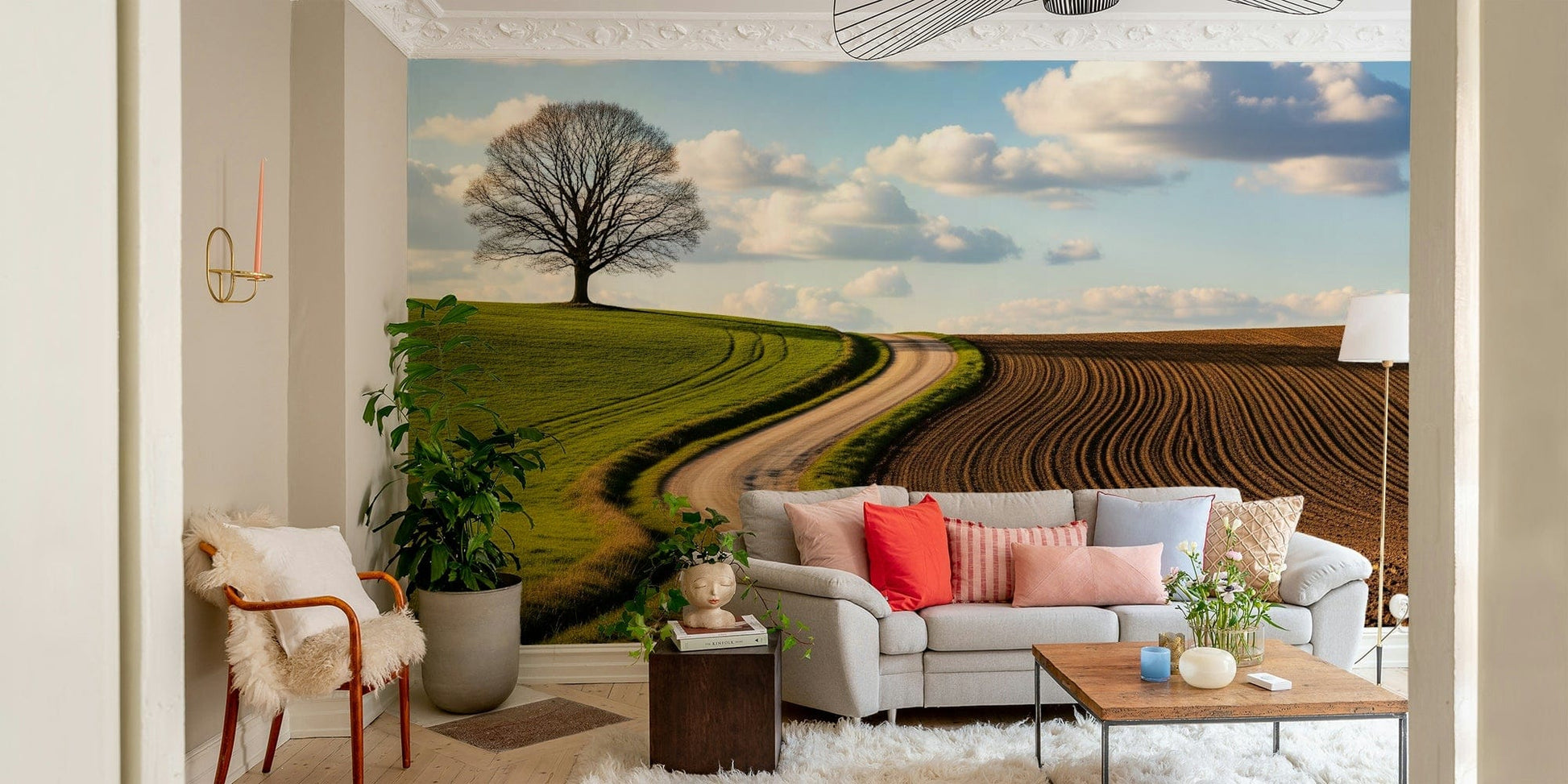 The composition is a wide, landscape view of the countryside.

