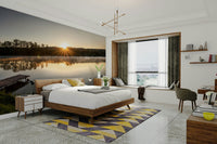 Tranquil Sunrise Reflection Over Serene Lake Wall Mural