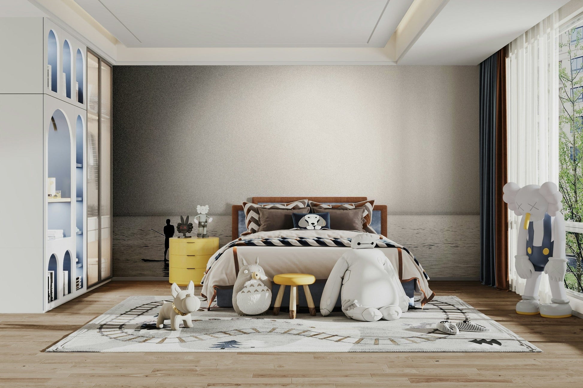 An artistic nature seascape mural for home decor.

