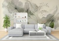 Tranquil Tones Wall Mural as a feature wall in a nursery with light wood accents.