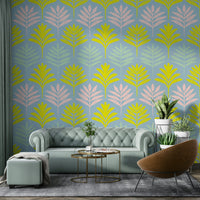 Leafy tropics wallpaper in muted colors

